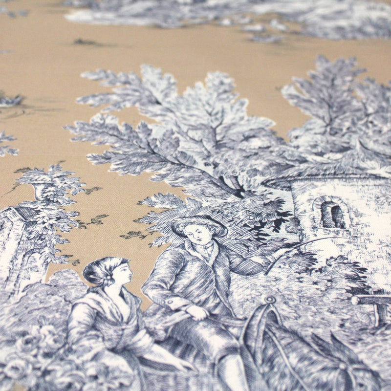 Tissu Toile de Jouy traditionnelle, nombreux fonds très colorés au choix, grande largeur 280cm - OEKO - TEX STANDARD 100 - TissusPapi.com