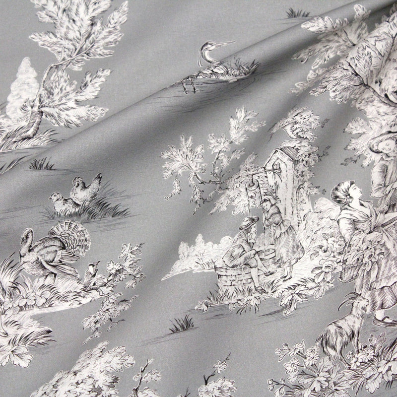 Tissu Toile de Jouy traditionnelle, nombreux fonds très colorés au choix, grande largeur 280cm - OEKO - TEX STANDARD 100 - TissusPapi.com