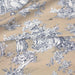Tissu de coton demi-natté toile de Jouy traditionnelle, grande largeur 280cm, fond grège & motif bleu et blanc - Oeko-Tex