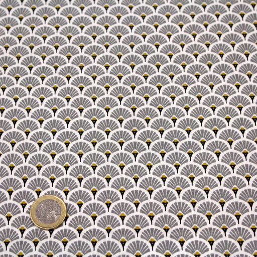 Tissu de coton motif traditionnel japonais aux éventails SENSU gris - Oeko-Tex