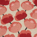 Tissu de coton façon lin NINA aux fleurs pivoines rouges et corail - Oeko-Tex