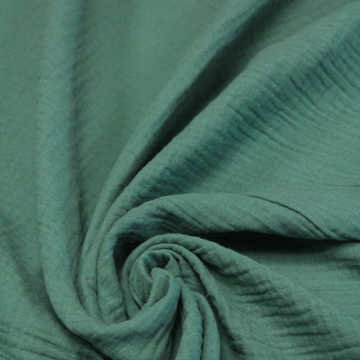 Tissu double gaze de coton gaufrée vert eucalyptus - Oeko-Tex