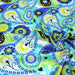 Tissu popeline de coton à fleurs SEVENTIES bleues & vertes - Oeko-Tex