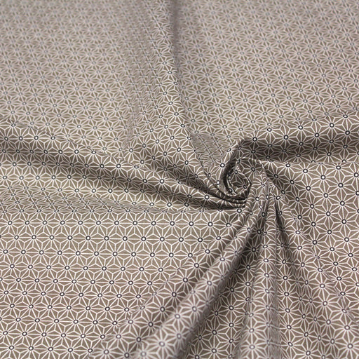 Tissu de coton saki motif traditionnel japonais géométrique ASANOHA taupe & blanc - Oeko-Tex