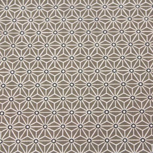 Tissu de coton saki motif traditionnel japonais géométrique ASANOHA taupe & blanc - Oeko-Tex - tissuspapi
