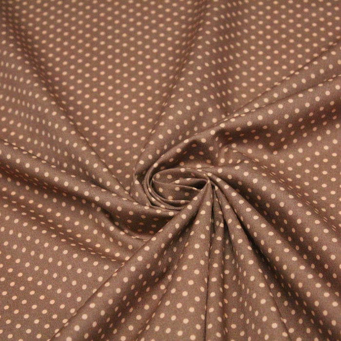 Tissu de coton marron clair aux pois crème - Oeko-Tex - COLLECTION POLKA DOT