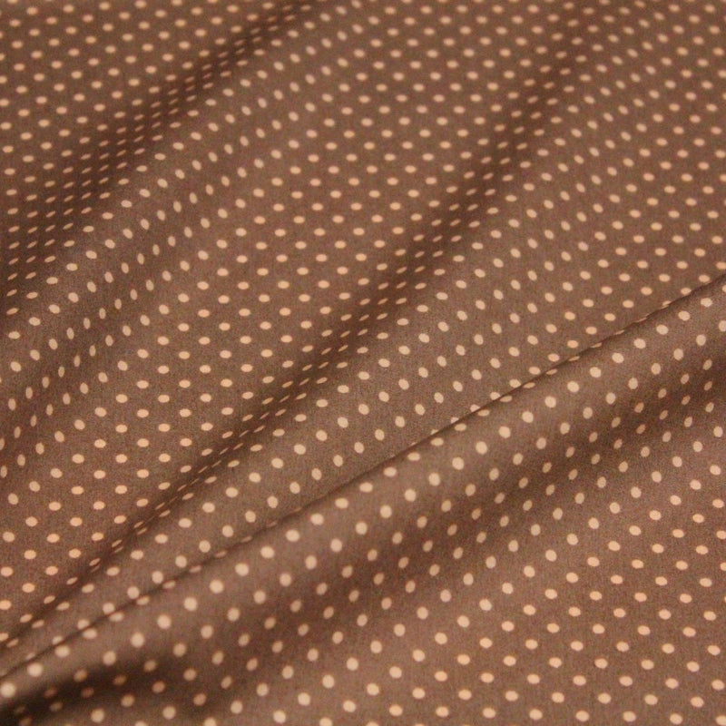 Tissu popeline de coton marron clair aux pois crème - COLLECTION POLKA DOT - TissusPapi.com