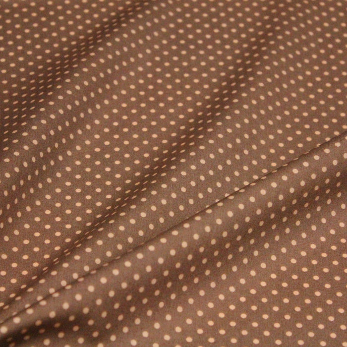 Tissu de coton marron clair aux pois crème - Oeko-Tex - COLLECTION POLKA DOT