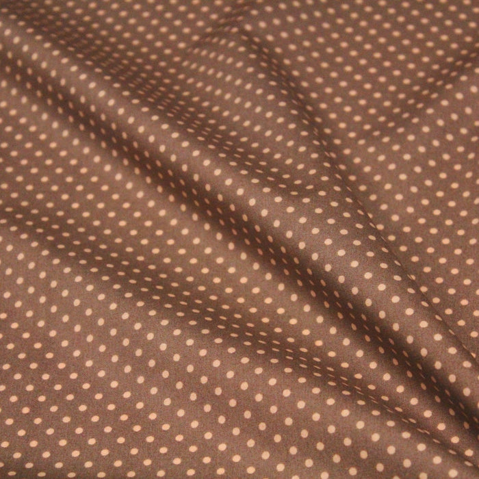 Tissu de coton marron clair aux pois crème - Oeko-Tex - COLLECTION POLKA DOT