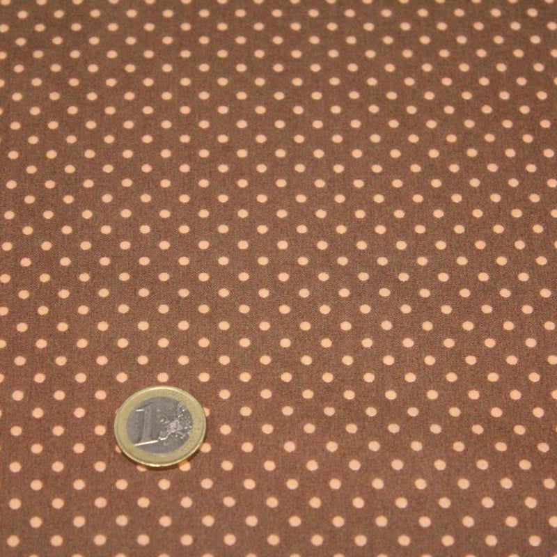 Tissu popeline de coton marron clair aux pois crème - COLLECTION POLKA DOT - TissusPapi.com