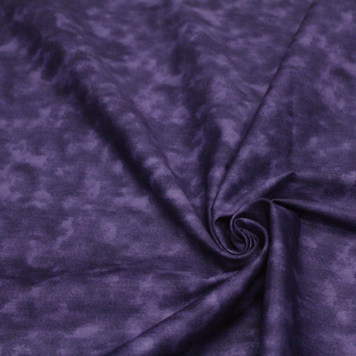 Tissu de coton Batik faux-uni marbré violet foncé