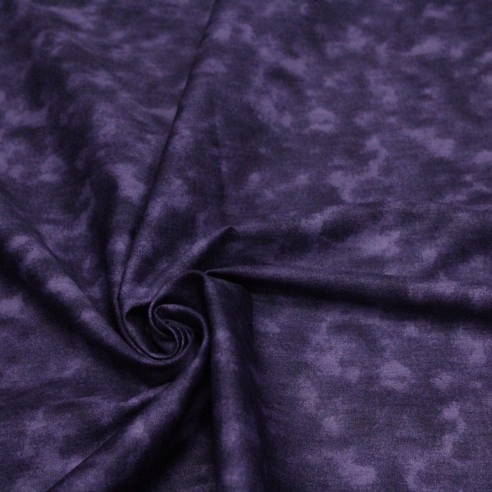 Tissu de coton Batik faux-uni marbré violet foncé