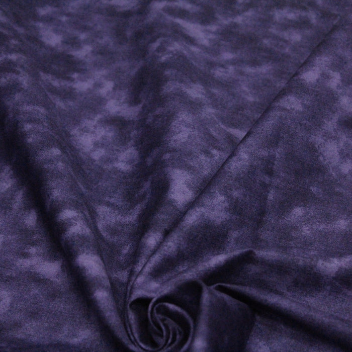 Tissu de coton Batik faux-uni marbré violet foncé