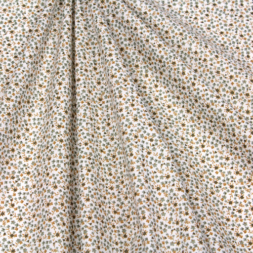 Tissu de coton MARGOT aux petites fleurs jaune safran & gris clair, fond blanc - OEKO-TEX® - tissuspapi
