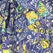 Tissu de coton batik patchwork aux fleurs, formes et pois blancs & jaunes, fond bleu roi