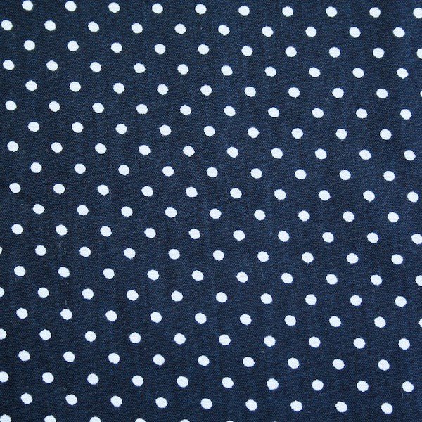 Tissu popeline de coton bleu nuit à pois blancs - COLLECTION POLKA DOT - Oeko - Tex - TissusPapi.com