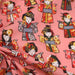 Tissu de coton motif japonais aux geishas, fond corail - Oeko-Tex