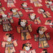 Tissu de coton motif japonais aux geishas, fond rouge carmin - Oeko-Tex