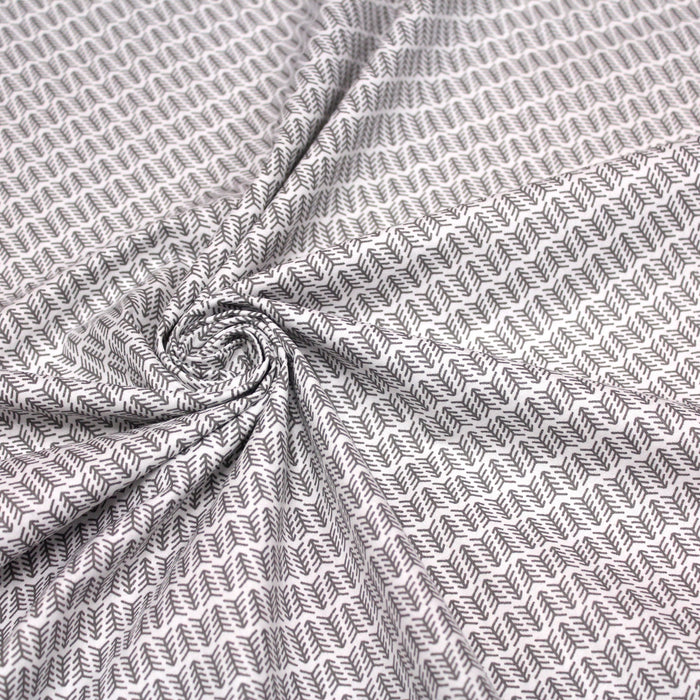 Tissu de coton NOËL aux petits sapins gris, fond blanc - OEKO-TEX®