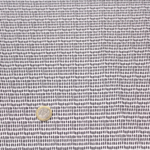 Tissu de coton aux petits tirets gris, fond blanc - OEKO-TEX®