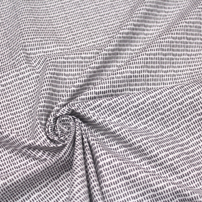 Tissu de coton aux petits tirets gris, fond blanc - OEKO-TEX®