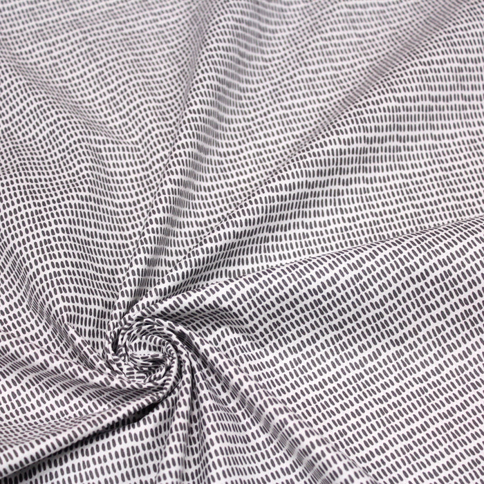 Tissu de coton aux petits tirets gris, fond blanc - OEKO-TEX®