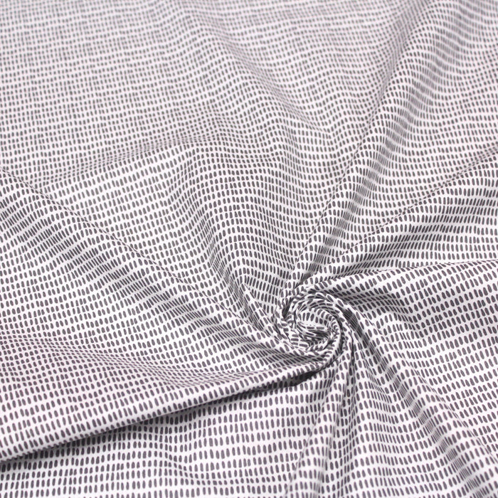 Tissu de coton aux petits tirets gris, fond blanc - OEKO-TEX®