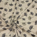 Tissu de coton façon lin motif traditionnel japonais aux feuilles de ginkgo grises sur fond lin - Oeko-Tex