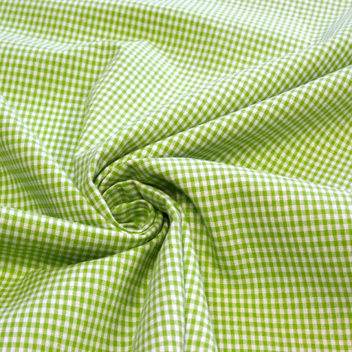 Tissu de coton VICHY vert pomme & blanc à carreaux 2mm - Oeko-Tex
