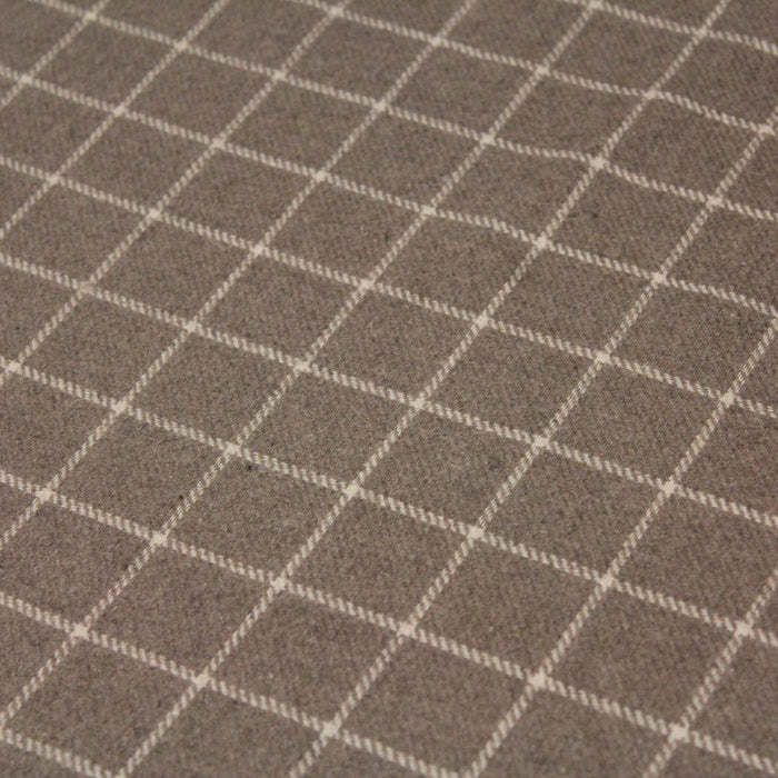 Tissu lainage taupe aux carreaux & liserés sable - tissuspapi