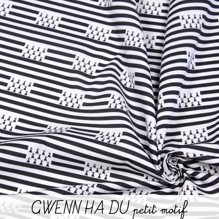 Tissu popeline de coton BRETAGNE - Gwenn ha Du, drapeau breton - Petit motif - tissuspapi
