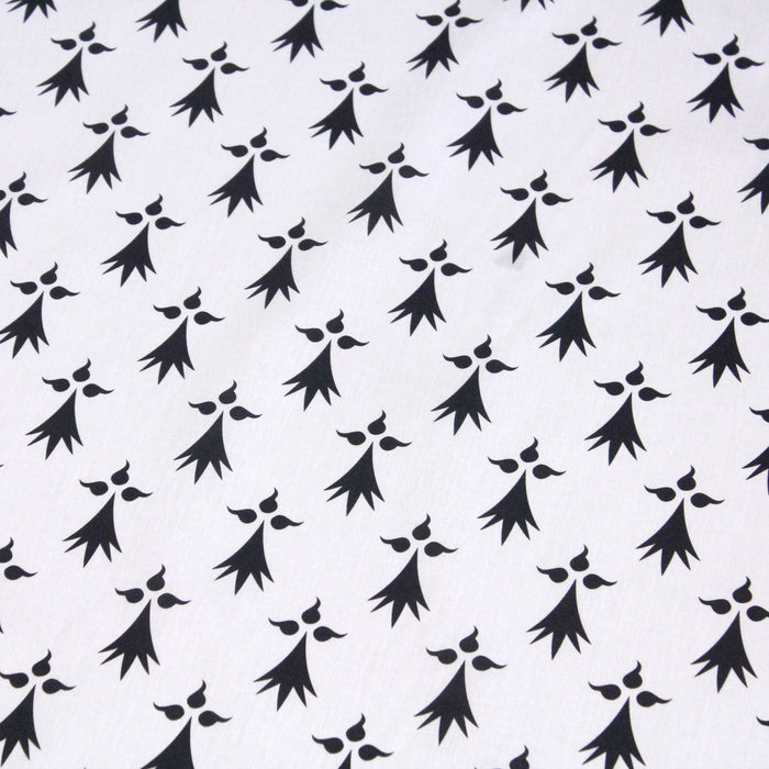 Tissu popeline de coton BRETAGNE - Les mouchetures d'hermine noires sur fond blanc - Petit motif
