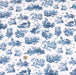 Tissu popeline de coton OBER - Toile de Jouy traditionnelle, fond blanc & motif bleu canard - tissuspapi