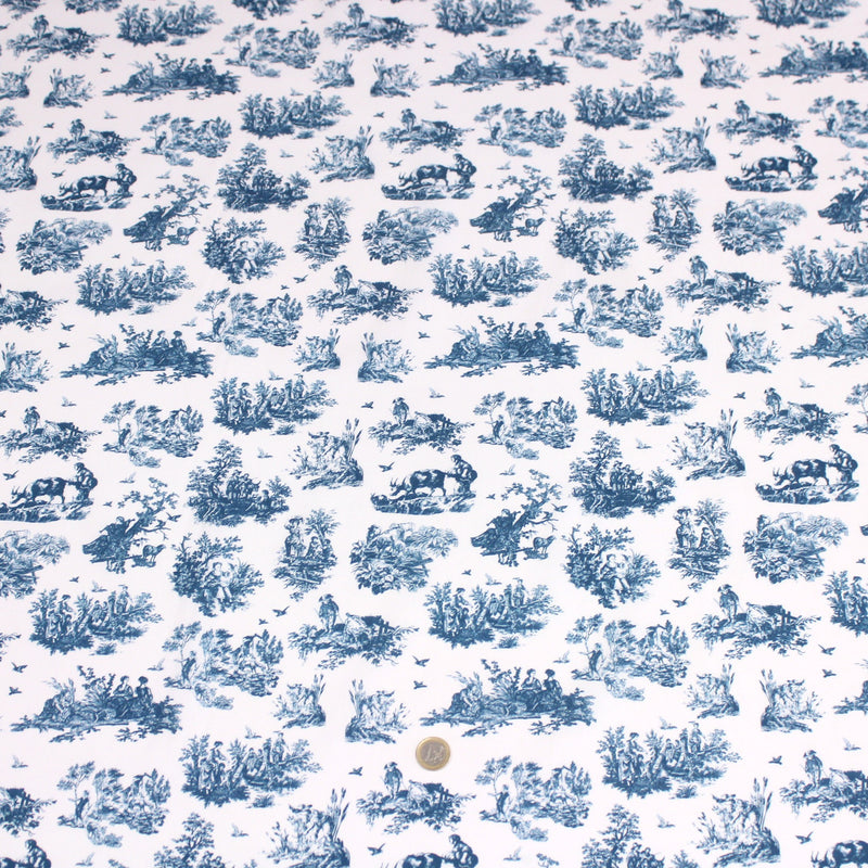Tissu cotonnade Toile de Jouy OBER blanc : nombreuses couleurs - OEKO - TEX - TissusPapi.com