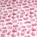 Tissu popeline de coton OBER - Toile de Jouy traditionnelle, fond blanc & motif rose framboise