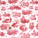 Tissu popeline de coton OBER - Toile de Jouy traditionnelle, fond blanc & motif rouge - tissuspapi