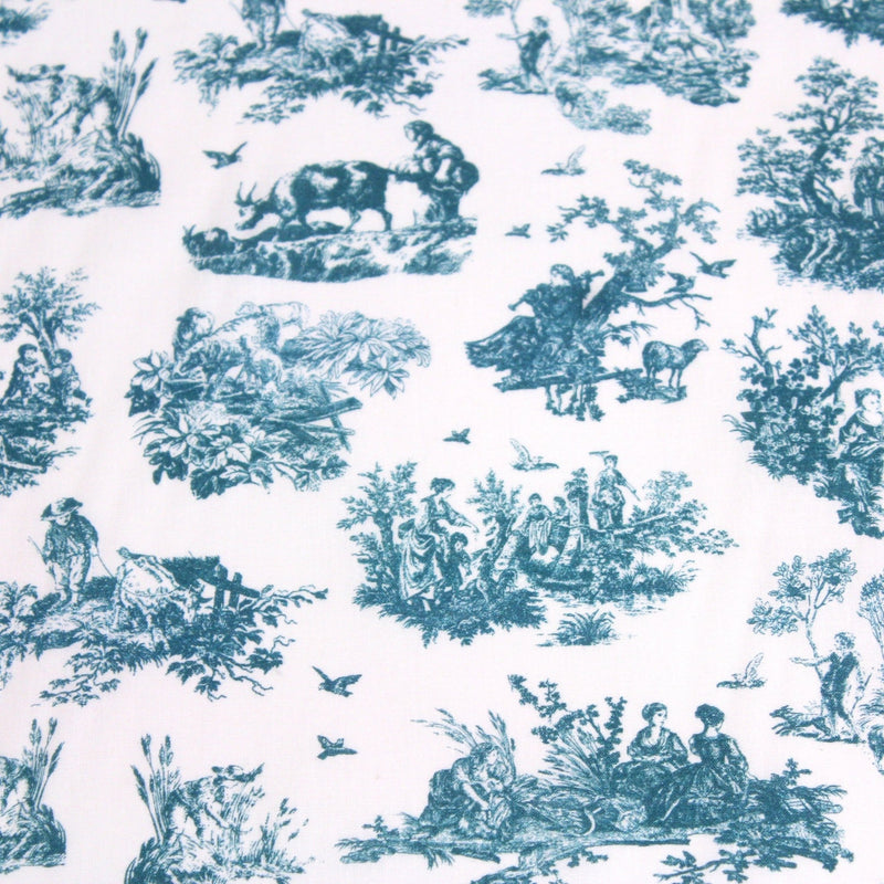 Tissu cotonnade Toile de Jouy OBER blanc : nombreuses couleurs - OEKO - TEX - TissusPapi.com