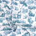 Tissu popeline de coton OBER - Toile de Jouy traditionnelle, fond blanc & motif vert canard