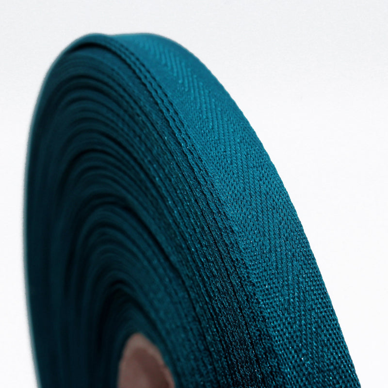 Ruban de sergé bleu pétrole 10mm - Galette de 50 mètres - Fabrication française - TissusPapi.com