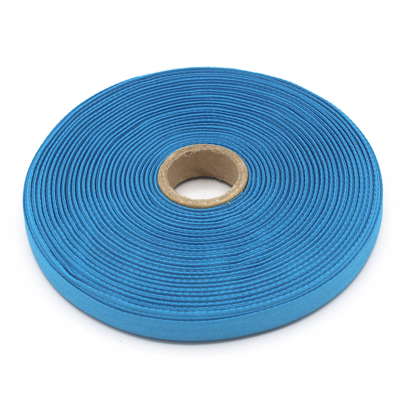 Ruban de sergé bleu turquoise 10mm - Galette de 50 mètres - Fabrication française - TissusPapi.com