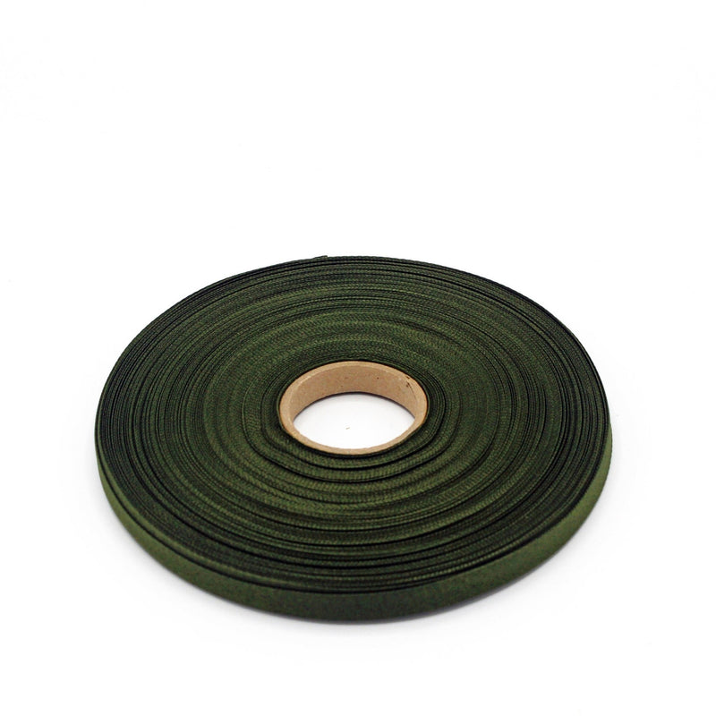 Ruban de sergé vert kaki 10mm - Galette de 50 mètres - Fabrication française - TissusPapi.com