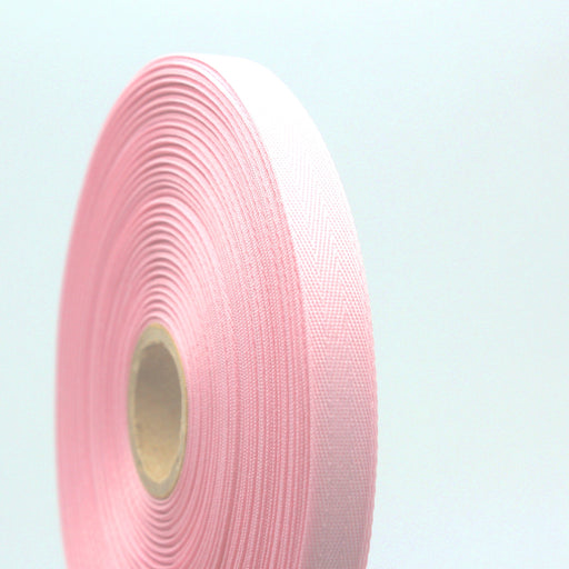 Ruban de sergé rose pâle 10mm - Galette de 50 mètres - Fabrication française - tissuspapi