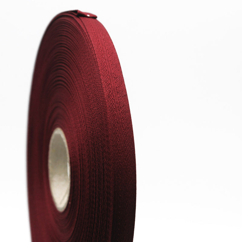 Ruban de sergé rouge bordeaux 10mm - Galette de 50 mètres - Fabrication française - TissusPapi.com