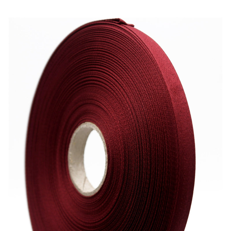 Ruban de sergé rouge bordeaux 10mm - Galette de 50 mètres - Fabrication française - TissusPapi.com