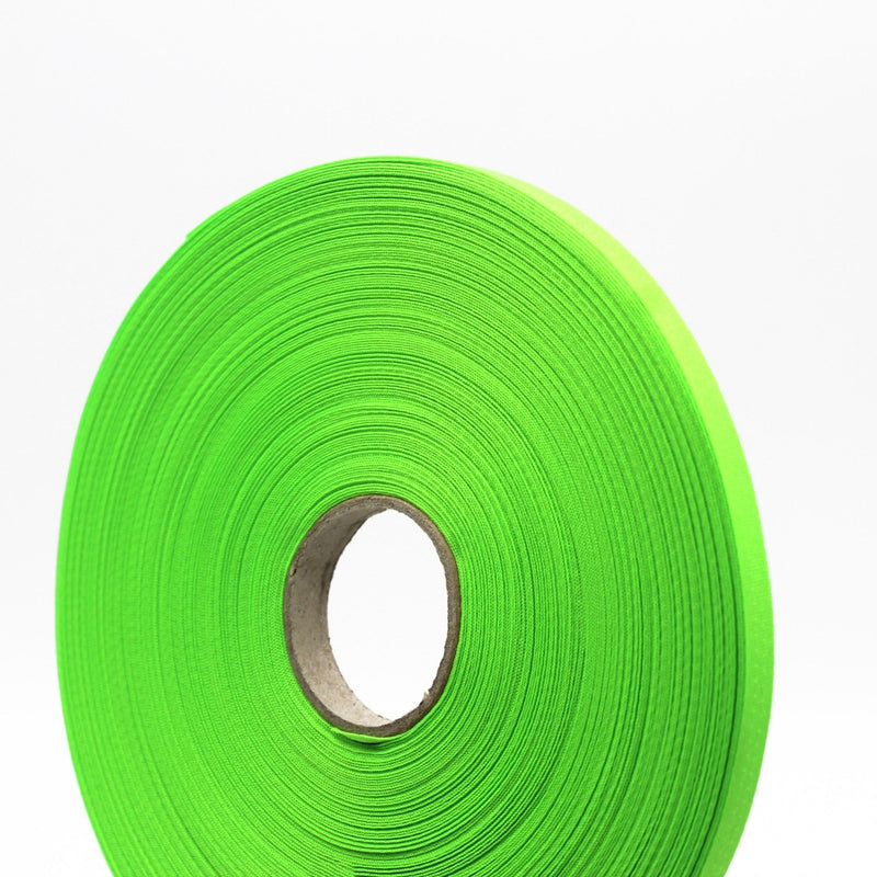 Ruban de sergé vert fluo 10mm - Galette de 50 mètres - Fabrication française - TissusPapi.com