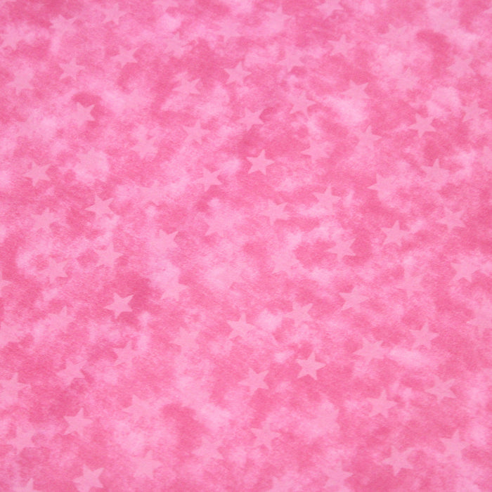 Tissu de coton marbré rose à étoiles