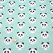 Tissu de coton KAWAII aux pandas mignons noirs & blancs, fond vert menthe - Oeko-Tex - tissuspapi
