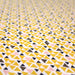 Tissu de coton aux petits triangles jaune safran, marron chocolat & rose, fond blanc - OEKO-TEX®