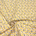 Tissu de coton aux petits triangles jaune safran, marron chocolat & rose, fond blanc - OEKO-TEX®