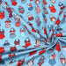 Tissu de coton aux maillots de bain & bikini, tons bleus blancs rouges, fond bleu - Oeko-Tex